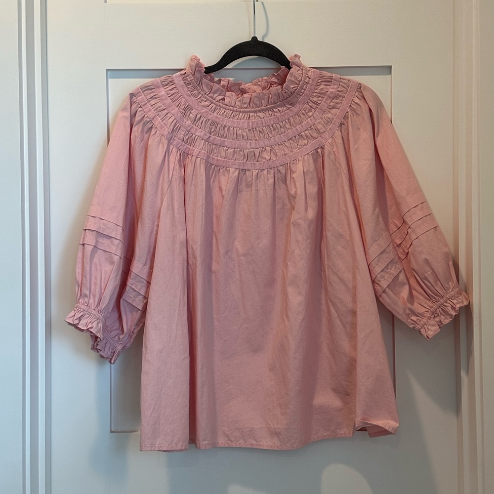 Smocked puff sleeve blouse